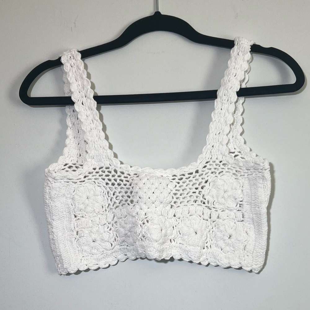 MAJORELLE White Crochet Crop Top